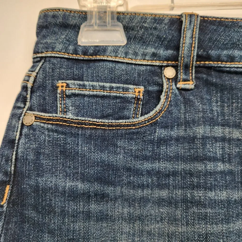 Paige Catalina Mid Rise Blue Denim Jean‎ Frayed Hem Cutoff Shorts Women's 28